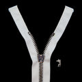 Mood Exclusive Italian White and Gunmetal T8 Open End Metal Zipper - 27.5"