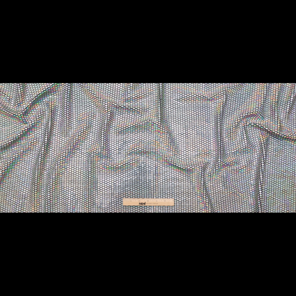 Holographic Geometric Reflective Stretch Knit Folded