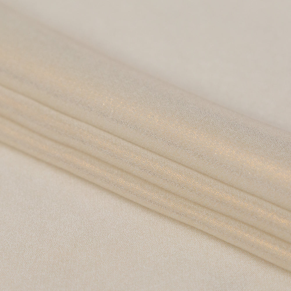 Metallic Pale Gold Liquid Sheen Polyester Chiffon Detail