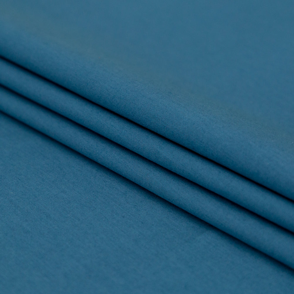 Helmut Lang Dark Spring Blue Mercerized Cotton Shirting Folded