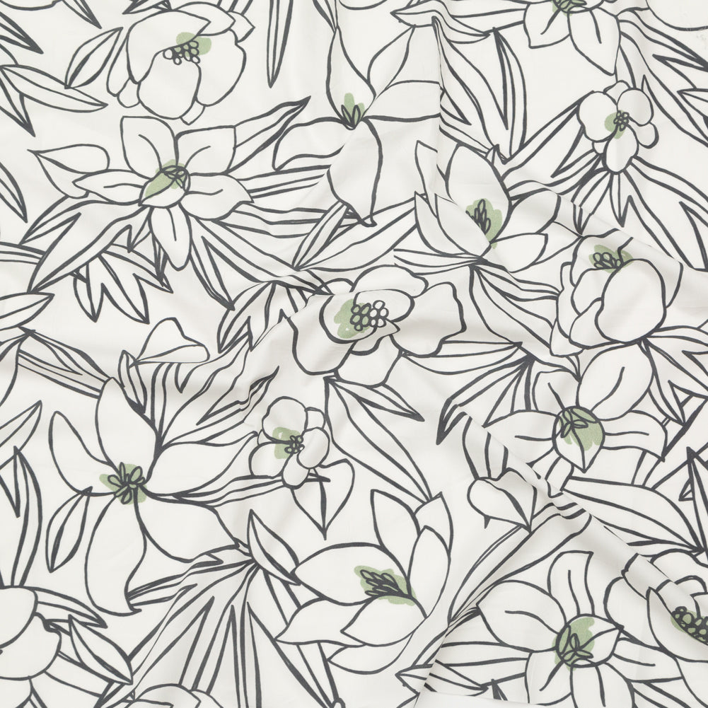 Mood Exclusive Night in Tunisia White and Green Cotton Poplin