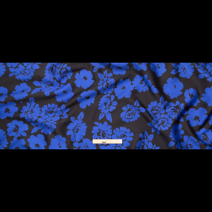 Milly Black and Blue Floral Polyester Mikado Full