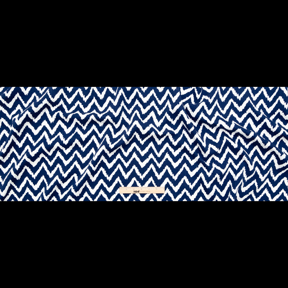 Milly Navy and White Zig Zag Printed Cotton Dobby Full