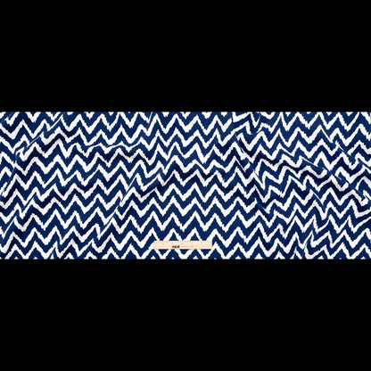 Milly Navy and White Zig Zag Printed Cotton Dobby Full