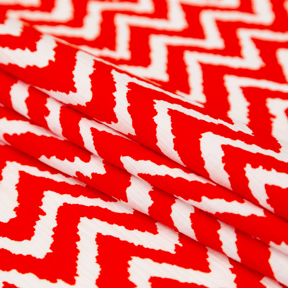 Milly Spicy Orange and White Zig Zag Printed Cotton Dobby Folded