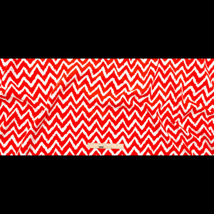 Milly Spicy Orange and White Zig Zag Printed Cotton Dobby Full