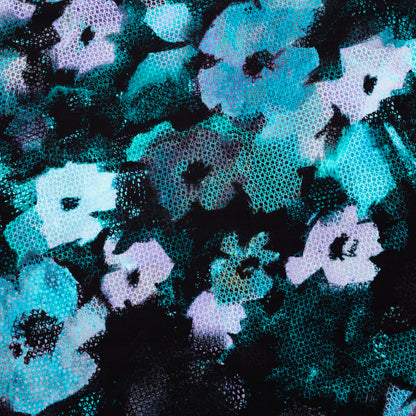 Milly Aqua and Jade Abstract Floral Cotton Faille