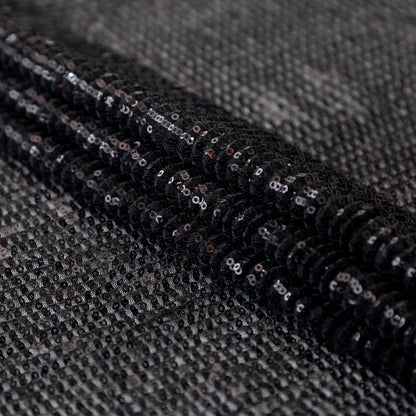 Milly Black Pleated Tulle with All-Over Baby Sequins Folded