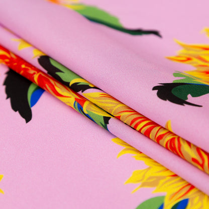Carolina Herrera Orchid Silk Georgette with Printed Dahlias Folded