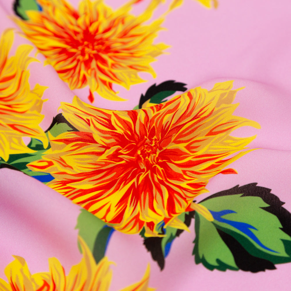 Carolina Herrera Orchid Silk Georgette with Printed Dahlias Detail