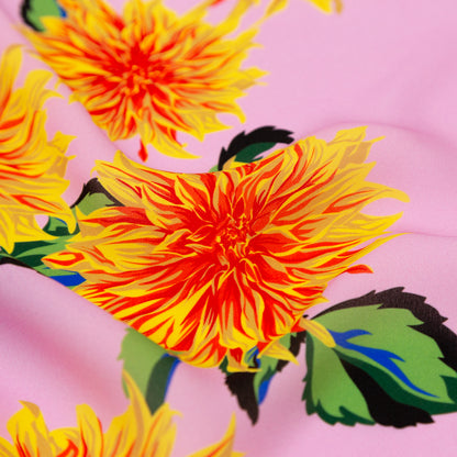 Carolina Herrera Orchid Silk Georgette with Printed Dahlias Detail
