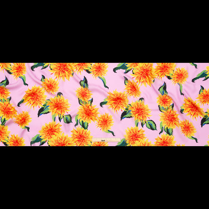 Carolina Herrera Orchid Silk Georgette with Printed Dahlias Full