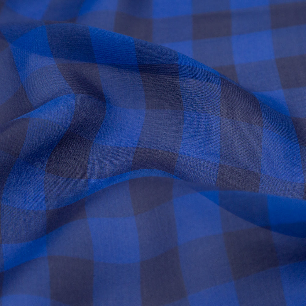 Blue Depths Gingham Silk Chiffon Detail