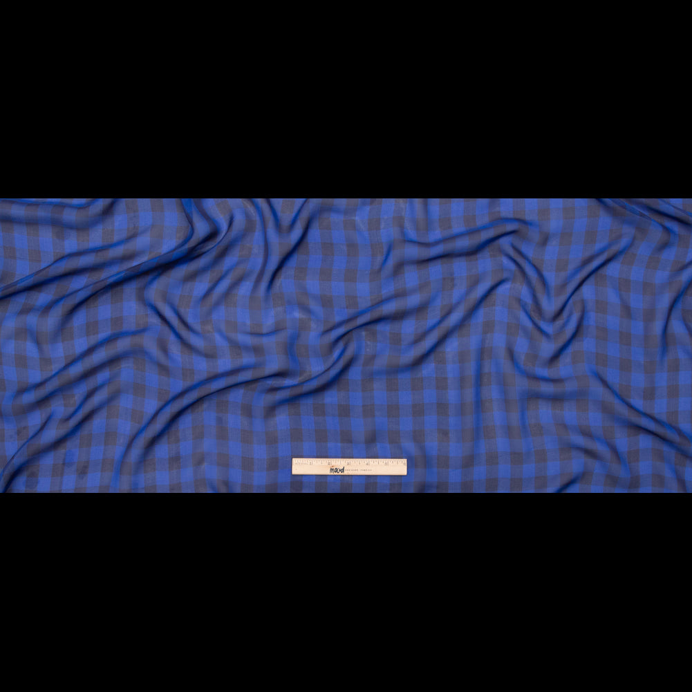 Blue Depths Gingham Silk Chiffon Full