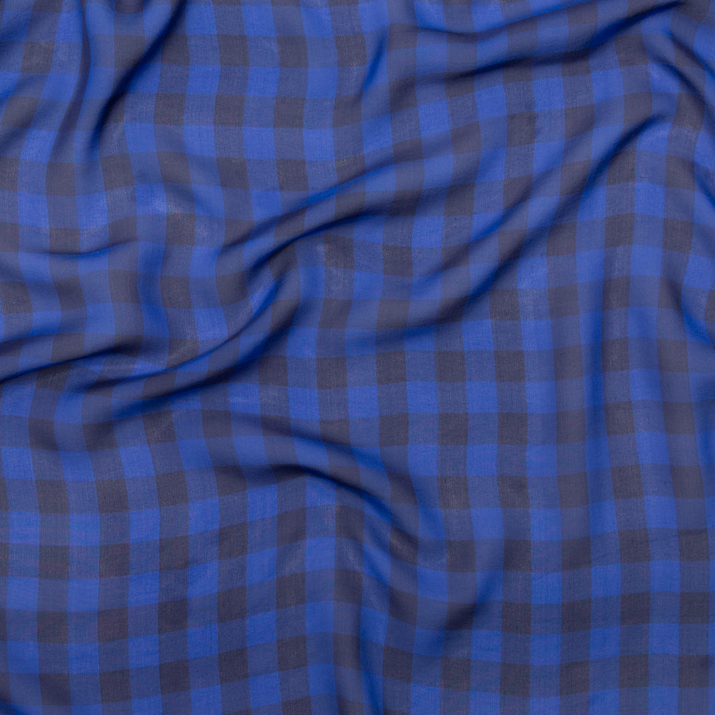 Blue Depths Gingham Silk Chiffon