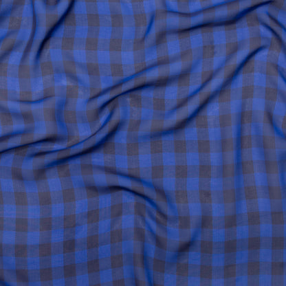 Blue Depths Gingham Silk Chiffon