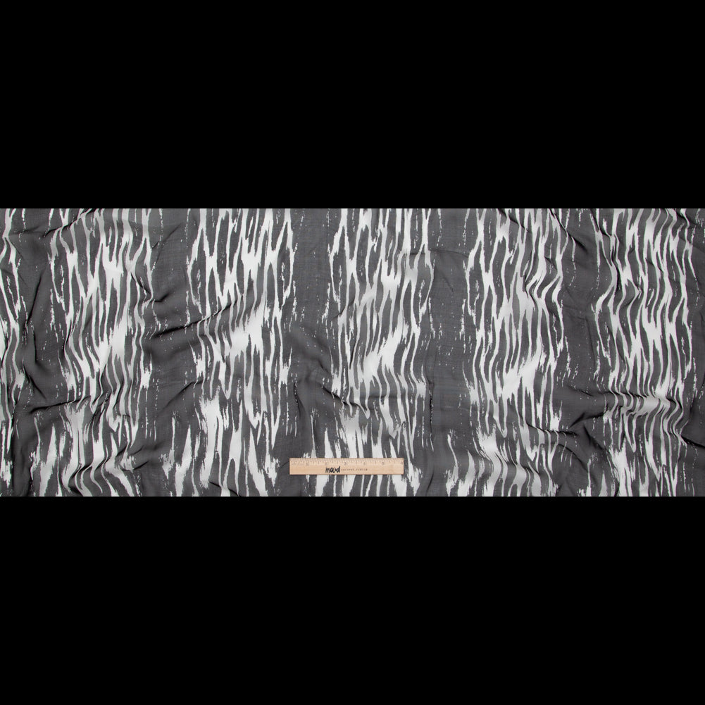 Black and White Abstract Silk Chiffon Full