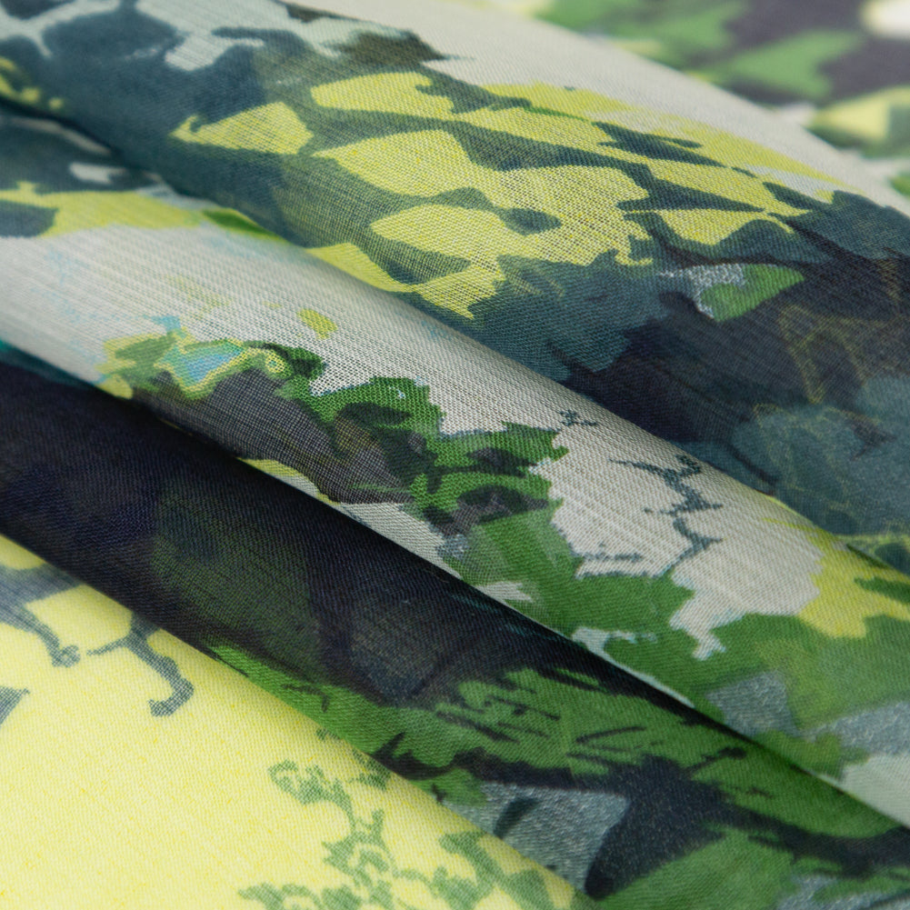 Green and Blue Reptilian Silk Chiffon Folded