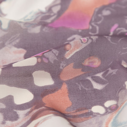 Antique Purple and Rust Abstract Silk Chiffon Detail
