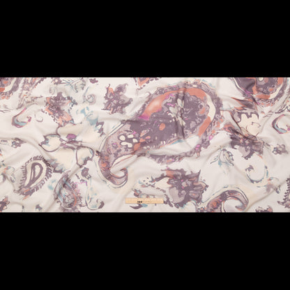 Antique Purple and Rust Abstract Silk Chiffon Full