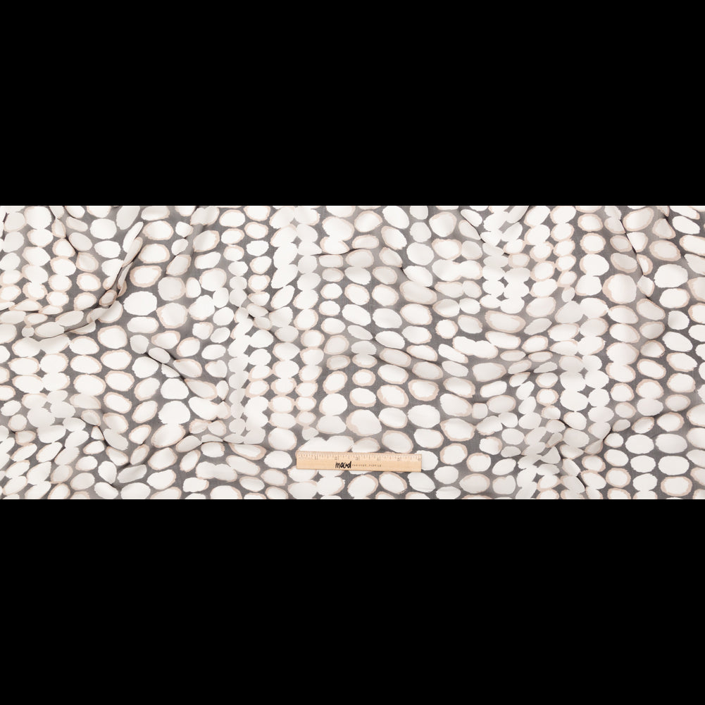 Black, Taupe and White Circles Silk Chiffon Full