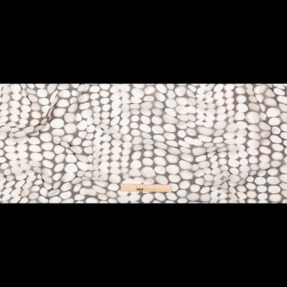Black, Taupe and White Circles Silk Chiffon Full
