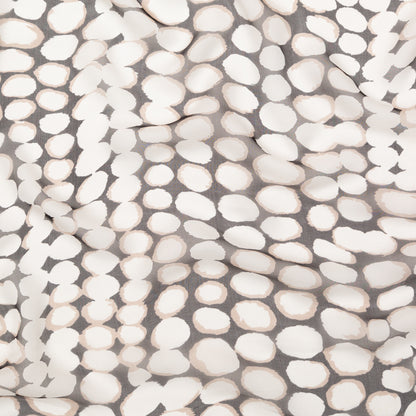 Black, Taupe and White Circles Silk Chiffon