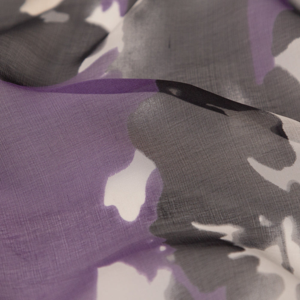 Purple and Gray Abstract Silk Chiffon Detail