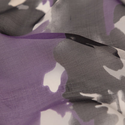 Purple and Gray Abstract Silk Chiffon Detail