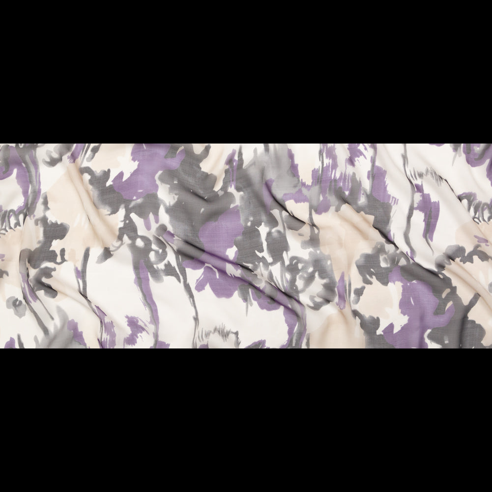 Purple and Gray Abstract Silk Chiffon Full