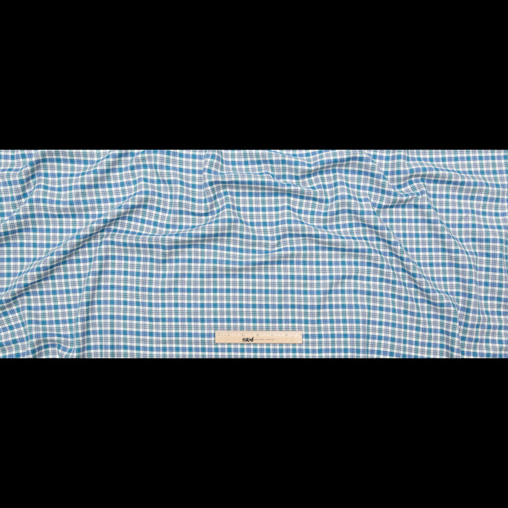 Bijou Blue, Gray Violet and Wasabi Plaid Cotton Twill Full