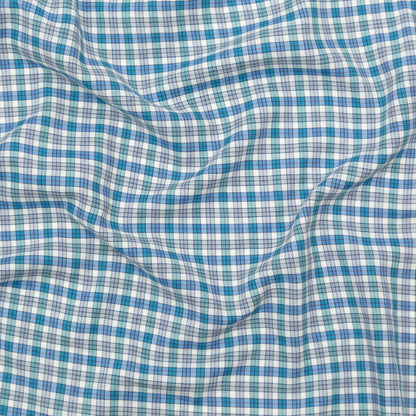 Bijou Blue, Gray Violet and Wasabi Plaid Cotton Twill