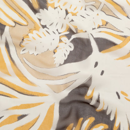 Karen Kane Honey Mustard and Wren Painterly Floral Crinkled Silk Chiffon