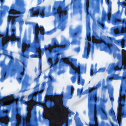 Karen Kane Riviera and White Abstract Silk Crepe de Chine