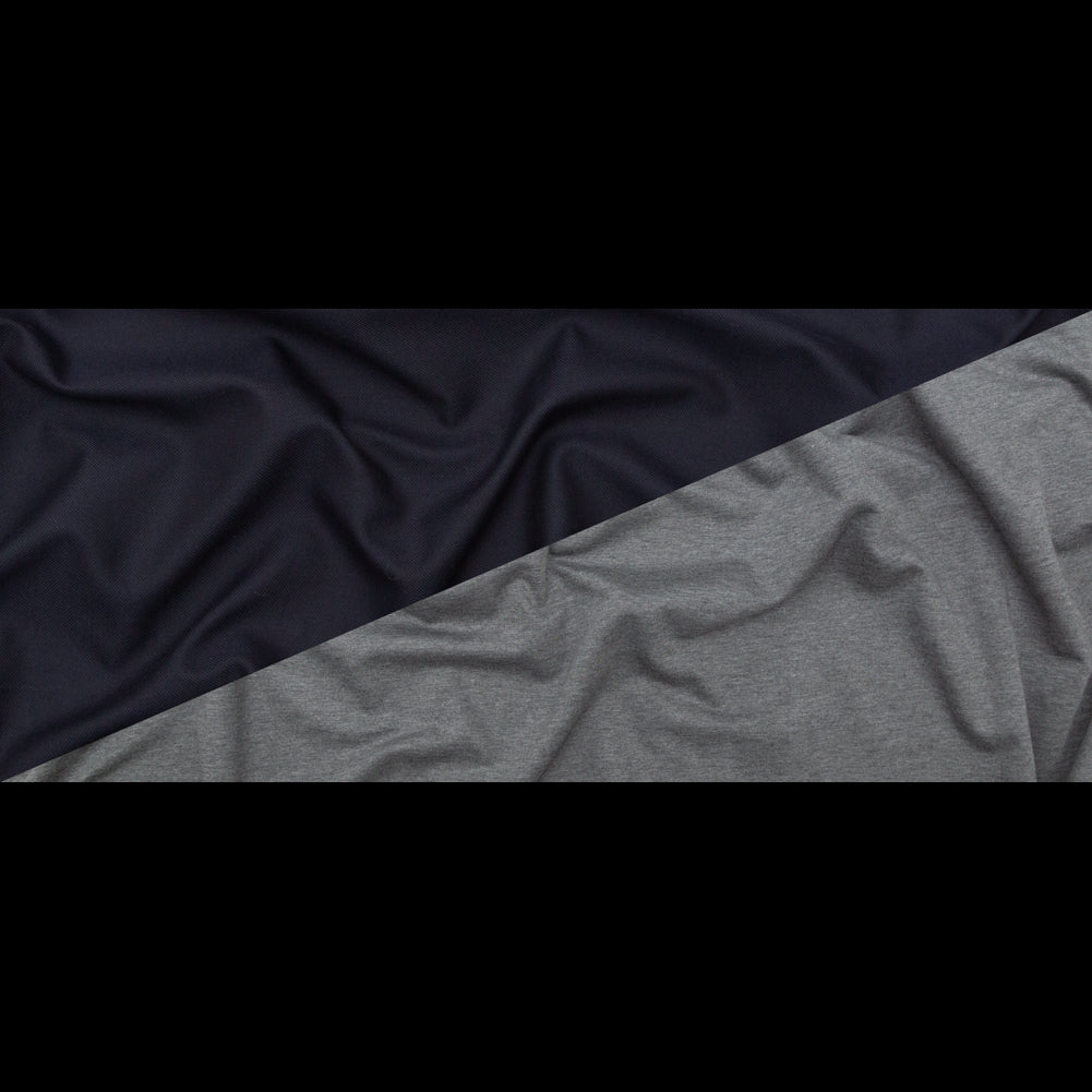 Italian Bonded Navy Pique and Heathered Gray Jersey Full