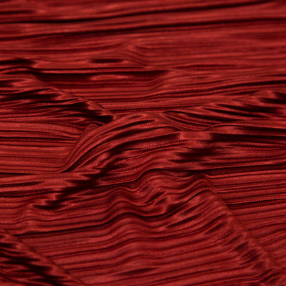 Italian Dark Rust Stretch Satin Plisse Detail