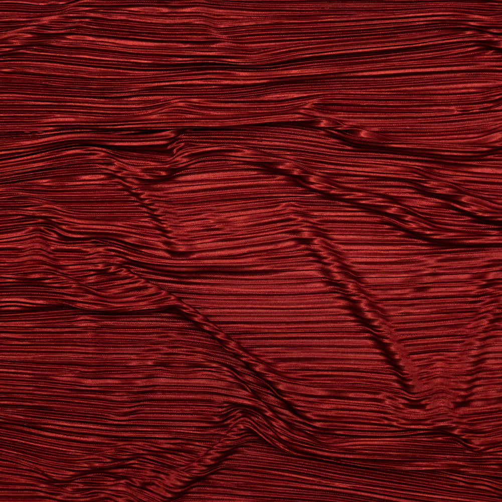 Italian Dark Rust Stretch Satin Plisse