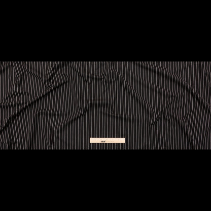 Italian Black and White Broken Chalk Stripe Stretch Woven Full