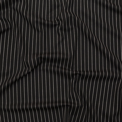 Italian Black and White Broken Chalk Stripe Stretch Woven