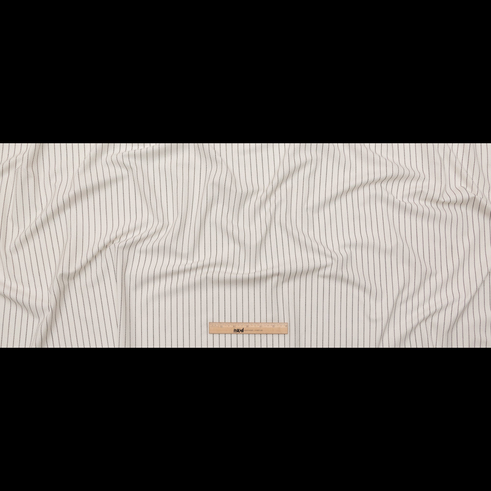 Italian White and Black Broken Chalk Stripe Stretch Woven Full