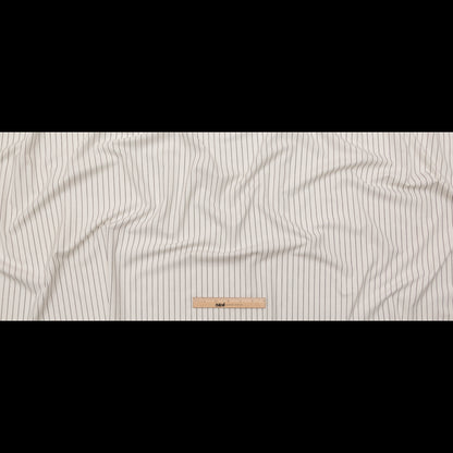 Italian White and Black Broken Chalk Stripe Stretch Woven Full