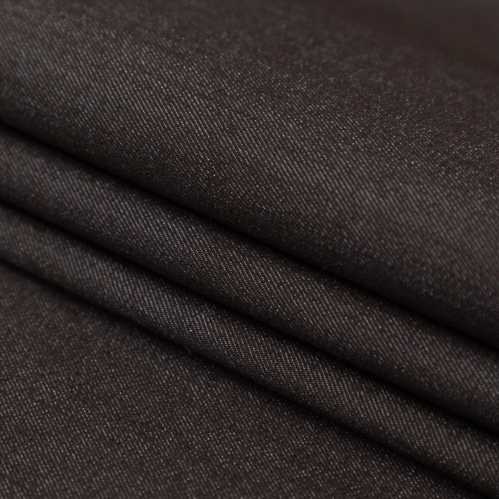 Italian Coco Brown Stretch Polyester Denim Folded