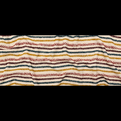 Italian Ivory, Maroon, Cumin and Teal Striped Blended Tweed Full
