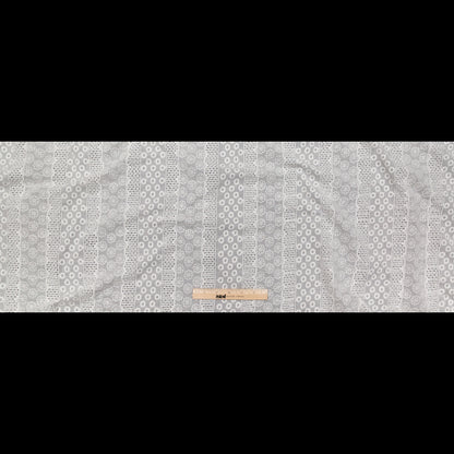 Off-White Floral Striped Embroidered Cotton Eyelet Full
