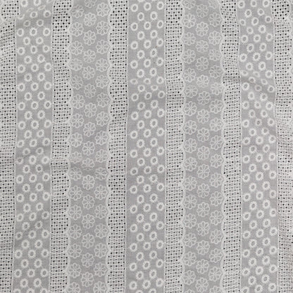 Off-White Floral Striped Embroidered Cotton Eyelet