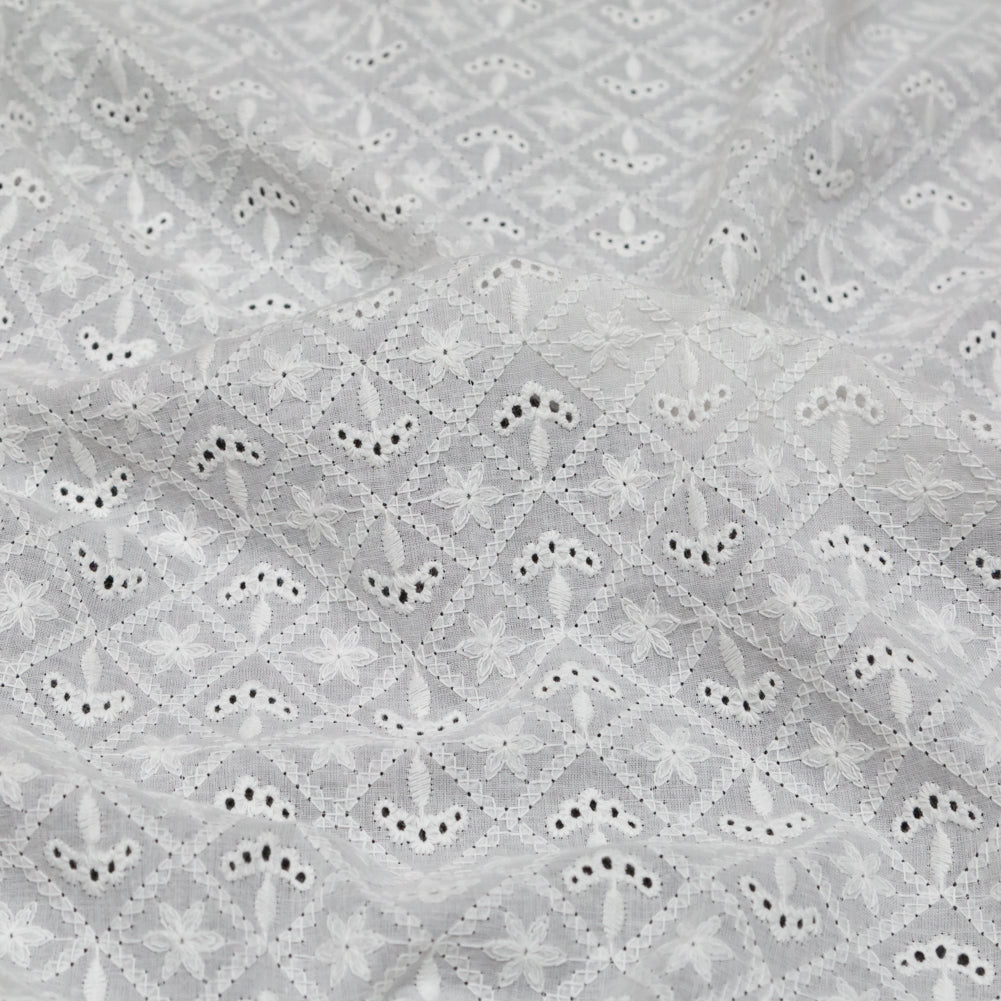 Off-White Diamond Embroidered Cotton Eyelet Detail