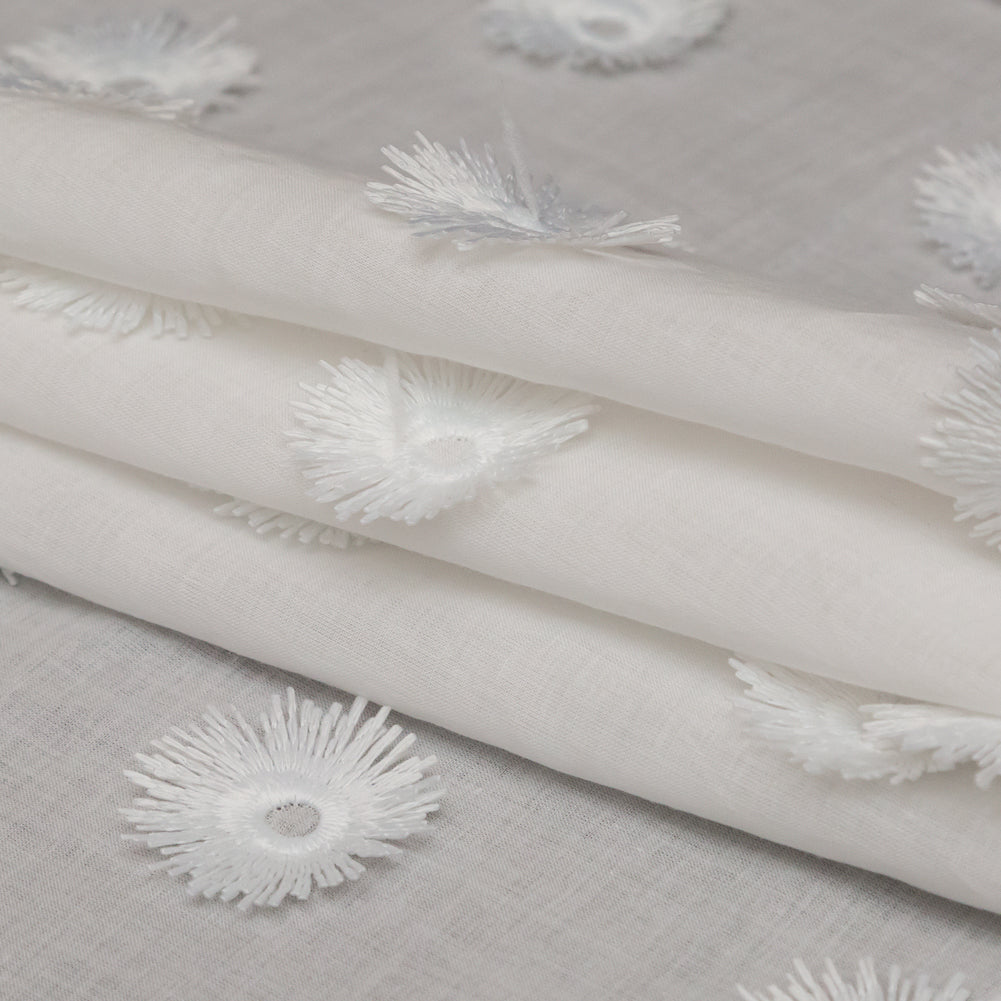 Off-White 3D Sunflower Embroidered Cotton Voile Folded