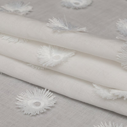 Off-White 3D Sunflower Embroidered Cotton Voile Folded