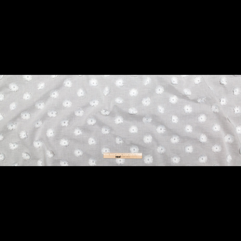 Off-White 3D Sunflower Embroidered Cotton Voile Full