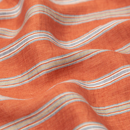 Italian Redwood and Blue Striped Rayon Woven Detail